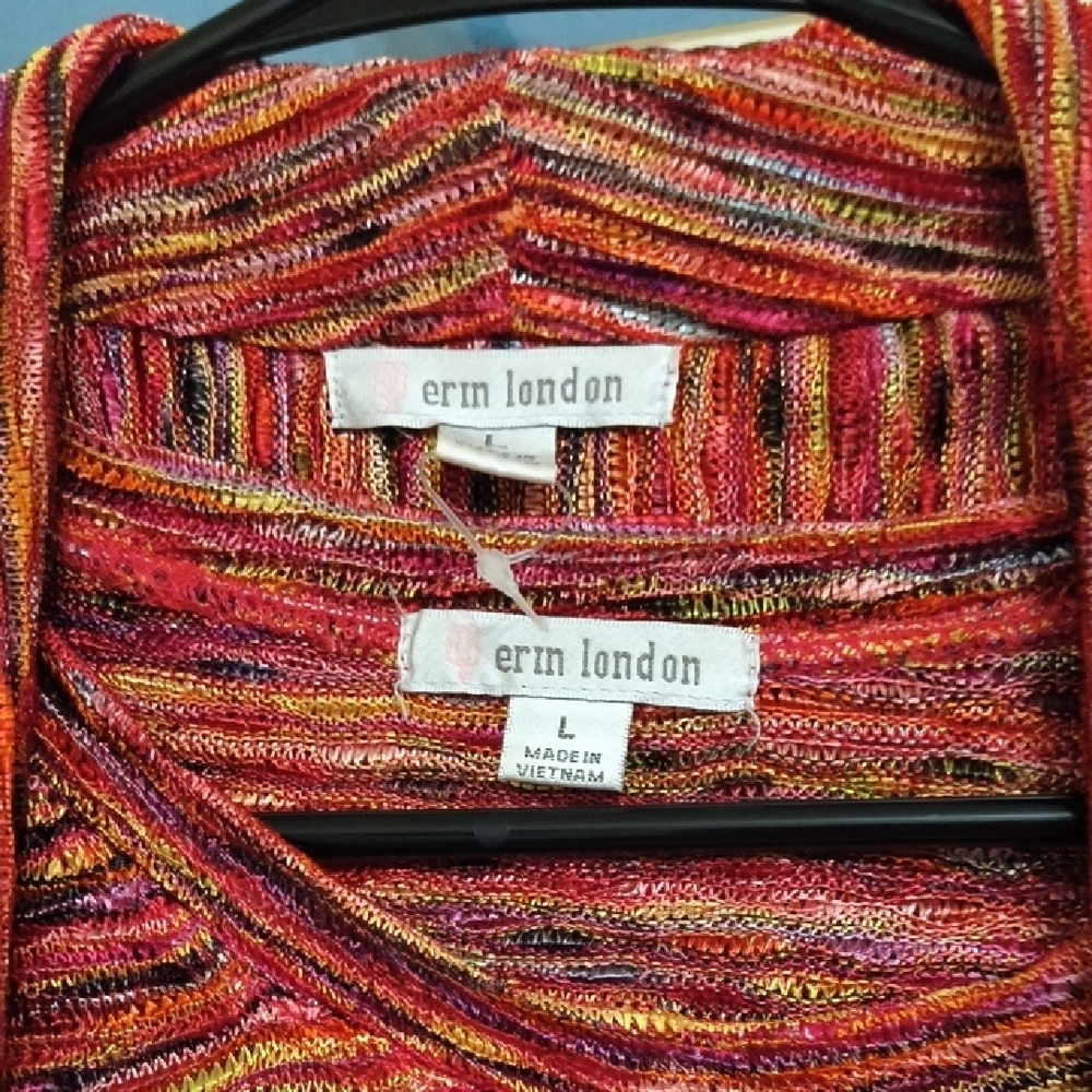 Colorful 2Piece Metallic Cardigan And Long Sleeve Top Career Coastal Grandma - Picture 3 of 12